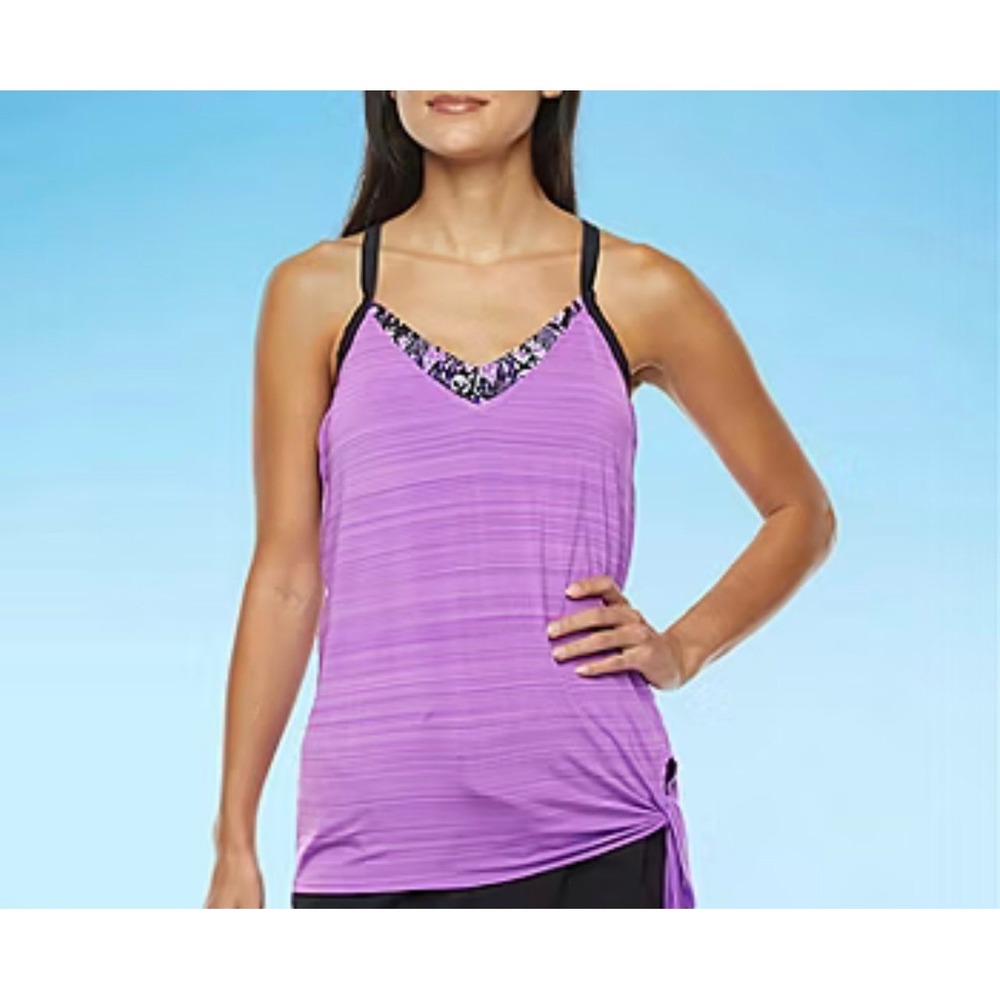 Tankini Purple Zeroxposur  UPF 50+ Side Knot Tankini Swimsuit small